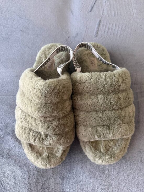 UGG Shoes - UGG Fluff Yeah Olive Green Cozy Slip On Slide Slippers 1095119 Women's Size 7